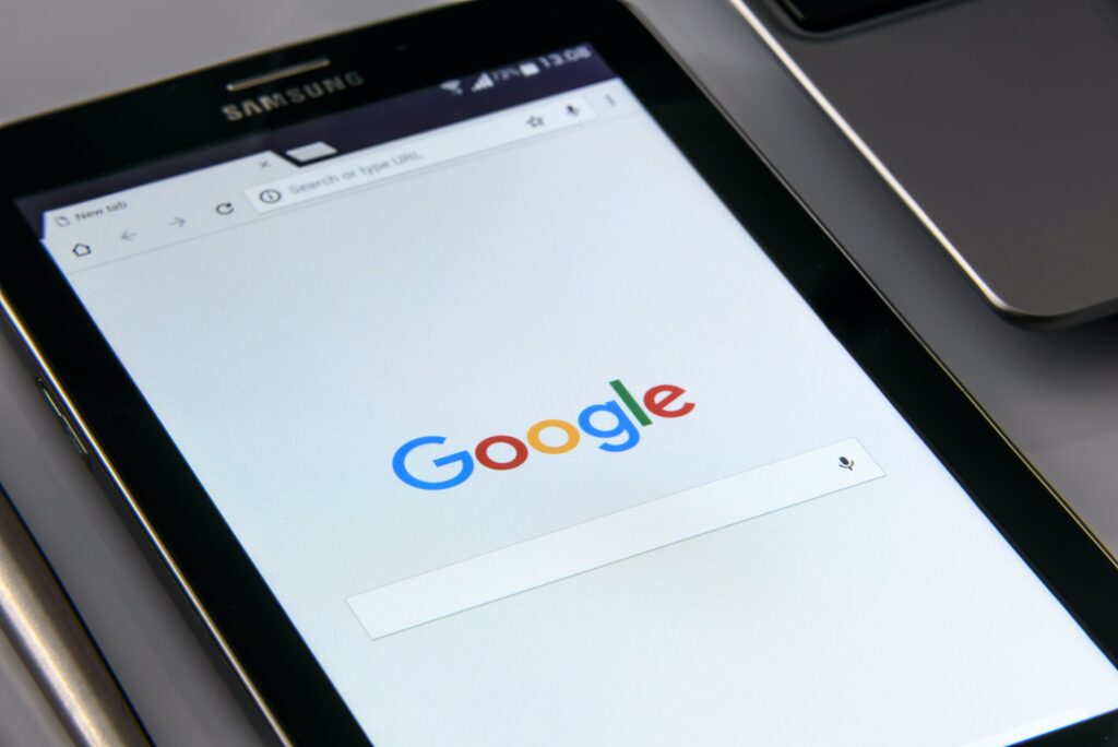 picture of Google on a tablet. SEO for Small Businesses