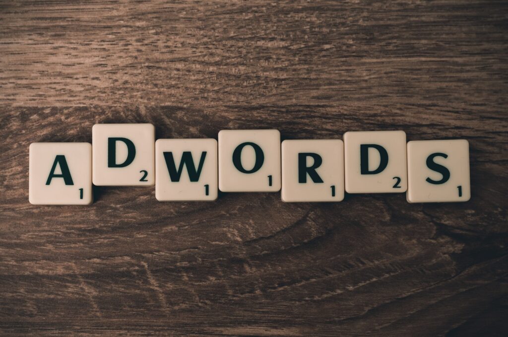Google Search Campaign Adwords written in block letters; Harv Communications